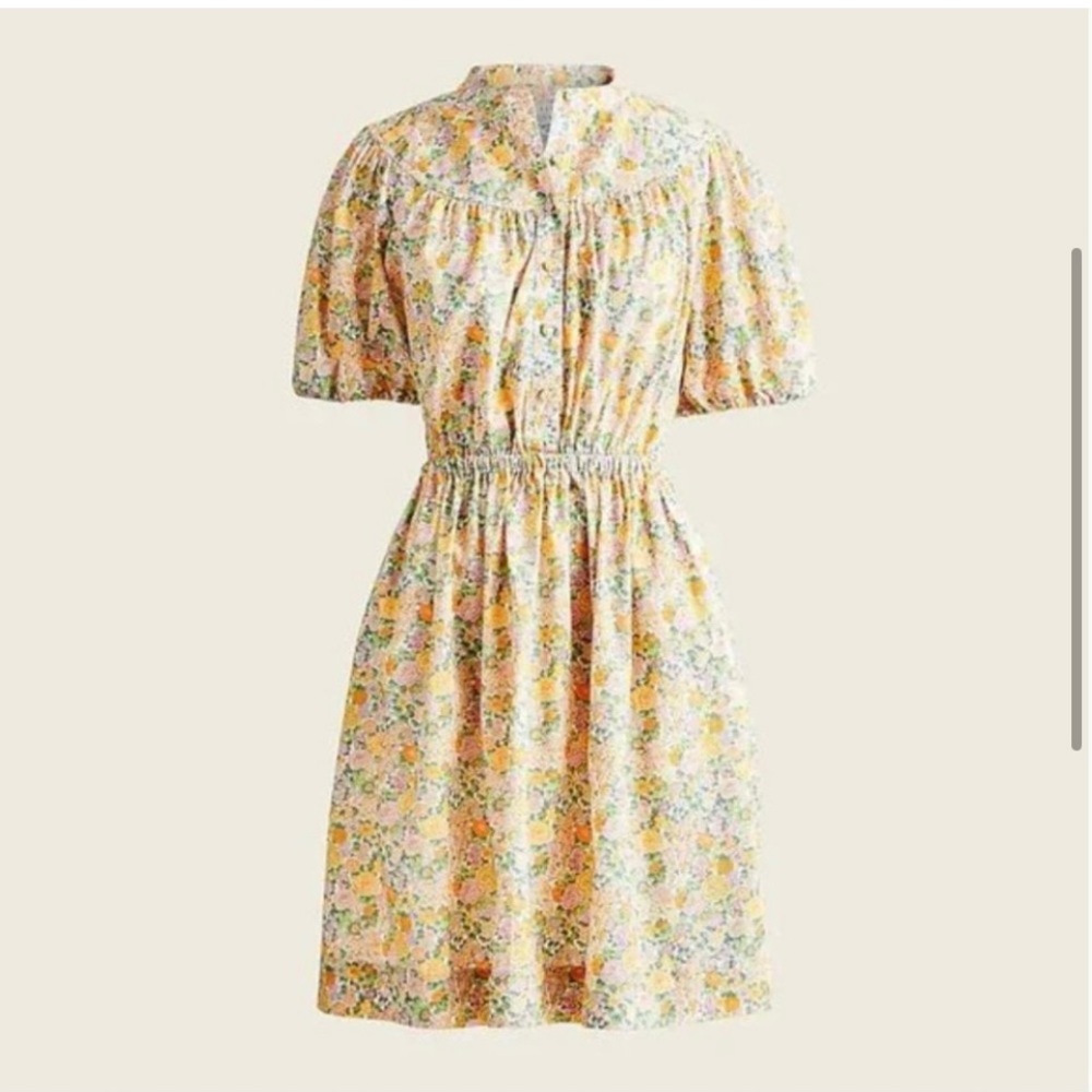 J crew liberty Petite puff-sleeve shirtdress in Liberty Elysian Day Floral
